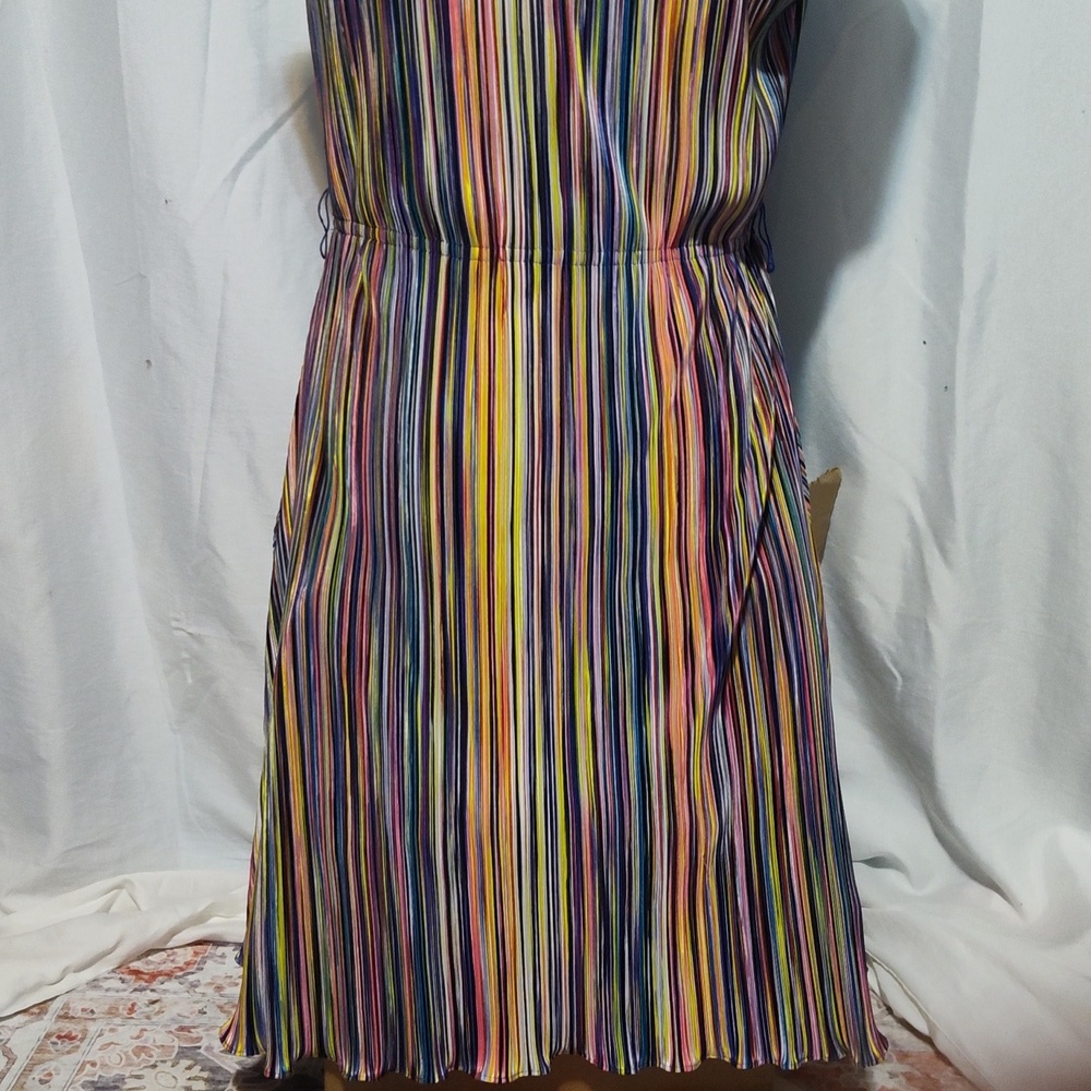 DKNY Colorful Striped Knee Length Dress Missing Belt Size 10 - Picture 5 of 11